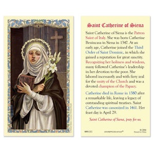 ST CATHERINE OF SIENA BIO HOLY CARD