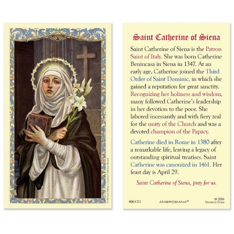 ST CATHERINE OF SIENA BIO HOLY CARD
