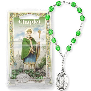 St Patrick - Deluxe Chaplet - Green Glass Beads