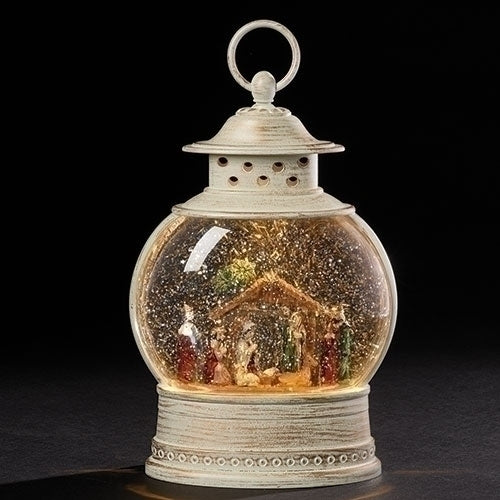 Lantern Rustic White with Colorful Nativity 10