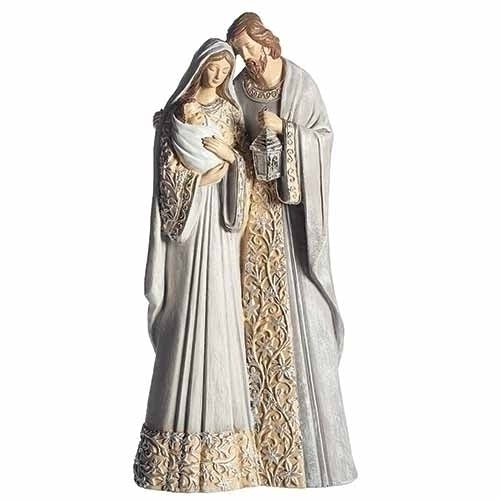 CHRISTMAS HOLY FAMILY - IVORY AND GREY PATTERN ROBES - 12