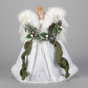 TREE TOPPER - ANGEL WITH PINE GARLAND - 17"H