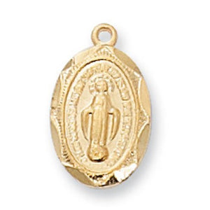 CHILD'S MIRACULOUS MEDAL - 0.5" GF OVAL - 16" CHAIN