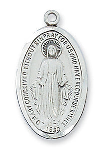 MIRACULOUS MEDAL - 1" SS OVAL - 18" CHAIN