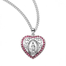 Load image into Gallery viewer, MIRACULOUS MEDAL - SS &amp; PINK CZs - LATTICE HEART
