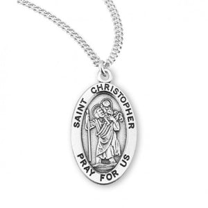 ST CHRISTOPHER  - SS OVAL  - 20" CHAIN