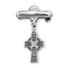 Load image into Gallery viewer, BABY BAR PIN - SS CELTIC CROSS - CUT OUT HALO
