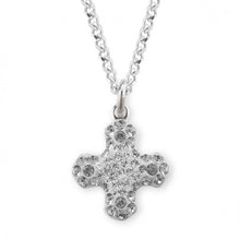 Load image into Gallery viewer, CROSS - .5&quot; PAVE GREEK CROSS - CRYSTAL &amp; BLACK DIAMOND - 18&quot; CHAIN
