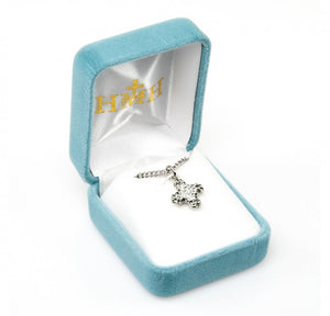 CROSS - .5" PAVE GREEK CROSS - CRYSTAL & BLACK DIAMOND - 18" CHAIN