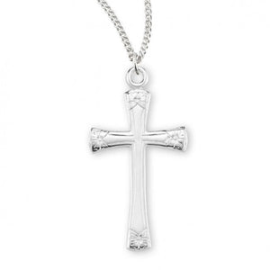 Cross Sterling Silver with Flower Tips on 18" Chain