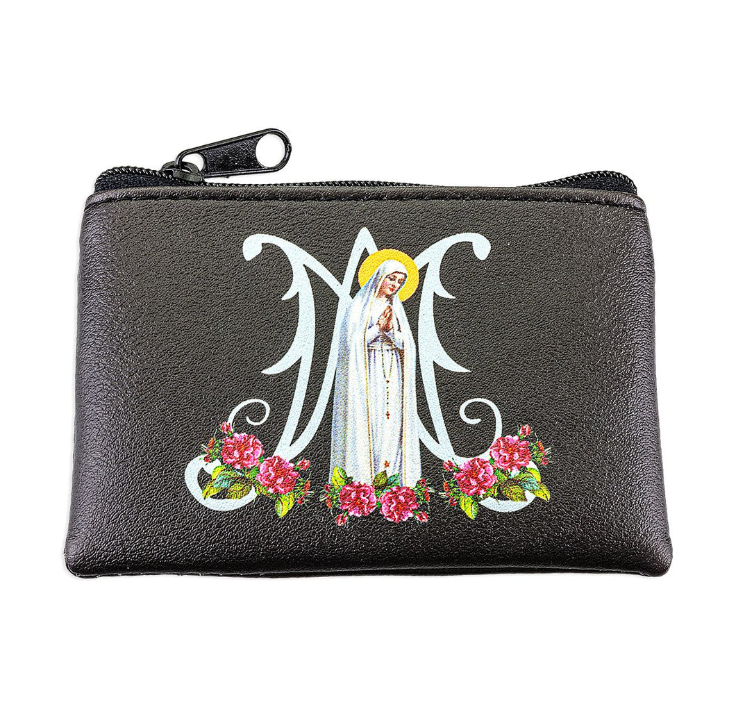 ROSARY CASE - OUR LADY OF FATIMA BLACK LEATHERETTE