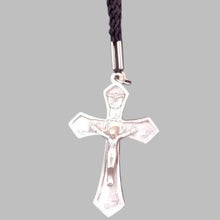 Load image into Gallery viewer, CRUCIFIX NECKLACE 1.75&quot; ON BLACK CORD
