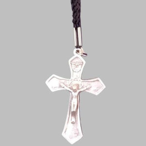 CRUCIFIX NECKLACE 1.75" ON BLACK CORD