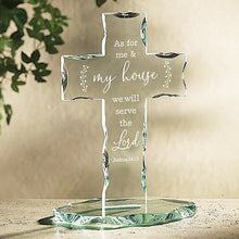 Load image into Gallery viewer, As for Me and My House Standing Glass Cross
