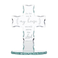 Load image into Gallery viewer, As for Me and My House Standing Glass Cross
