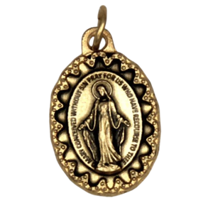 MIRACULOUS MEDAL - 1" DELUXE ANTIQUE STYLE - GOLD TONE