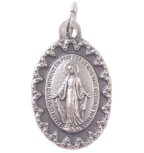 MIRACULOUS MEDAL - 1" SCALLOPED FRAME  - SILVER TONE