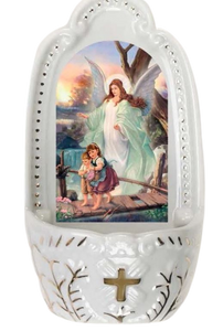 HOLY WATER FONT - GUARDIAN ANGEL - PORCELAIN