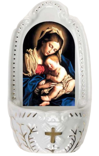 HOLY WATER FONT - MADONNA AND CHILD - 5.25