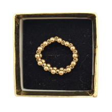 Load image into Gallery viewer, Vintage Gold Tone Beads Stretch Ring
