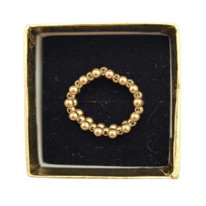 Vintage Gold Tone Beads Stretch Ring