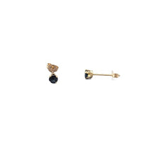 Load image into Gallery viewer, Ring and Earring Set 10k Gold with Midnight Stones
