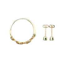 Load image into Gallery viewer, Ring and Earring Set 10k Gold with Green Stones
