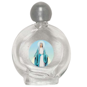 HOLY WATER BOTTLE -  OUR LADY OF GRACE - 2.25" GLASS