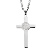 Load image into Gallery viewer, St. Benedict Medal Cross on 24&quot; Rolo Chain
