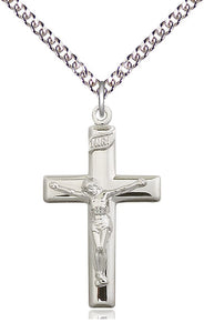 CRUCIFIX STERLING SILVER PLAIN STYLE 24" STERLING CHAIN