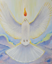 Load image into Gallery viewer, UNFRAMED PAINTING - HOLY SPIRIT AMONG THE CLOUDS - TRIANGLE 24&quot; X 24&quot; X 24&quot;
