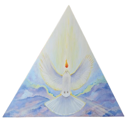 UNFRAMED PAINTING - HOLY SPIRIT AMONG THE CLOUDS - TRIANGLE 24