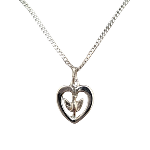 HOLY SPIRIT IN HEART - STERLING SILVER  - 18" CHAIN
