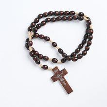 Load image into Gallery viewer, Rosary Brown Wood on Cord
