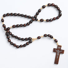 Load image into Gallery viewer, Rosary Brown Wood on Cord
