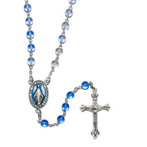 Rosary Mircaulous Medal and Blue Glass Beads