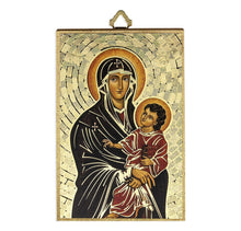 Load image into Gallery viewer, Our Lady of Romanus 4&quot; x 6&quot;  Gold Foil Mosaic Plaque
