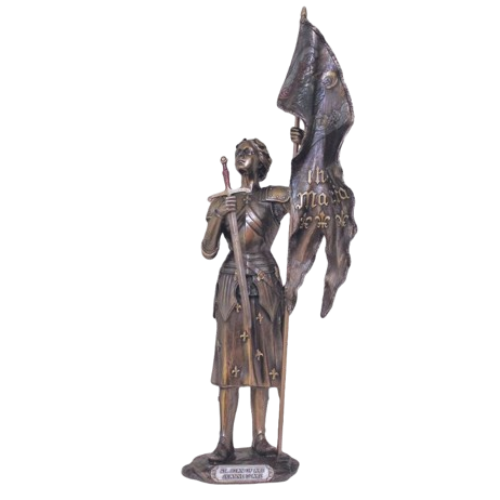 St. Joan of Arc Statue in Lightly Hand-Painted Cold Cast Bronze 11