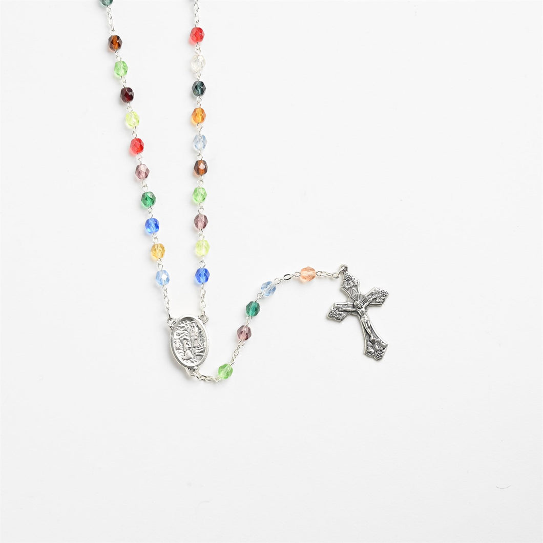 Rosary Multicolor Crystal and Our Lady of Lourdes Relic