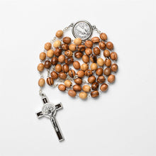 Load image into Gallery viewer, Rosary St Benedict 7mm Olivewood Beads
