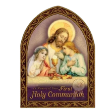 Load image into Gallery viewer, GREETING CARD - IN MEMORY OF FIRST COMMUNION - JESUS, BOY, GIRL
