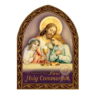 GREETING CARD - IN MEMORY OF FIRST COMMUNION - JESUS, BOY, GIRL