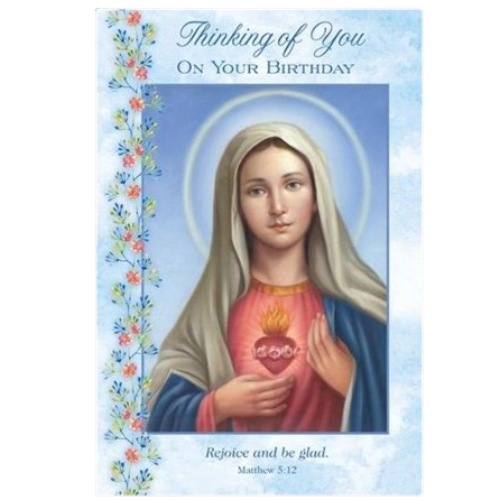 Greeting Card Birthday with Immaculate Heart Image