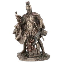 Load image into Gallery viewer, St. Florian Statue in Lightly Hand-Painted Cold Cast Bronze 9&quot;
