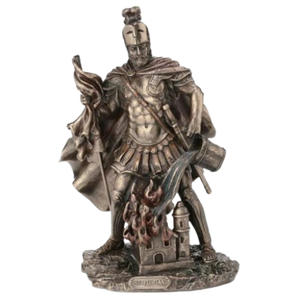 St. Florian Statue in Lightly Hand-Painted Cold Cast Bronze 9"