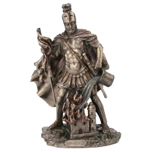 St. Florian Statue in Lightly Hand-Painted Cold Cast Bronze 9