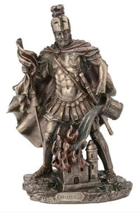 St. Florian Statue in Lightly Hand-Painted Cold Cast Bronze 9"