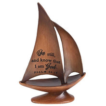 Load image into Gallery viewer, Sailboat Be Still 8.5&quot;  Wood  Tone Resin
