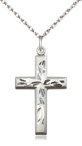 Cross Bright Cuts Sterling Silver on 18" Chain