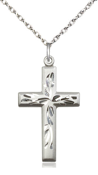 Cross Bright Cuts Sterling Silver on 18